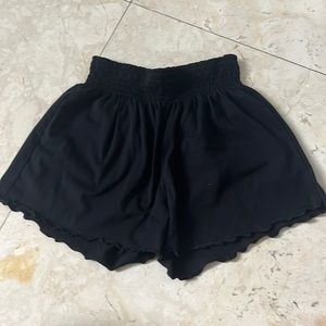SHEIN Girls Black Lettuce Trim Shorts